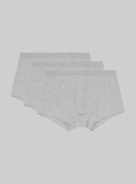 Underwear Set Of 3 Pairs Of Stretch Cotton Boxer Shorts Mgy2 Grey Mel Medium Men