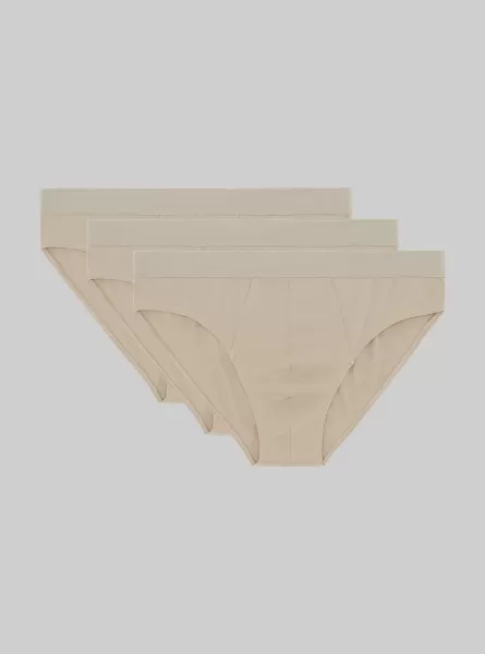 Set Of 3 Pairs Of Stretch Cotton Briefs Men Underwear Bg2 Beige Medium