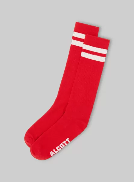 Men Underwear Rd2 Red Medium Socks With Contrasting Bands