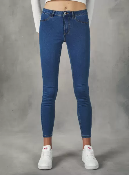 D003 Medium Blue Denim Days High-Waisted Super Skinny Jeans In Stretch Denim Women