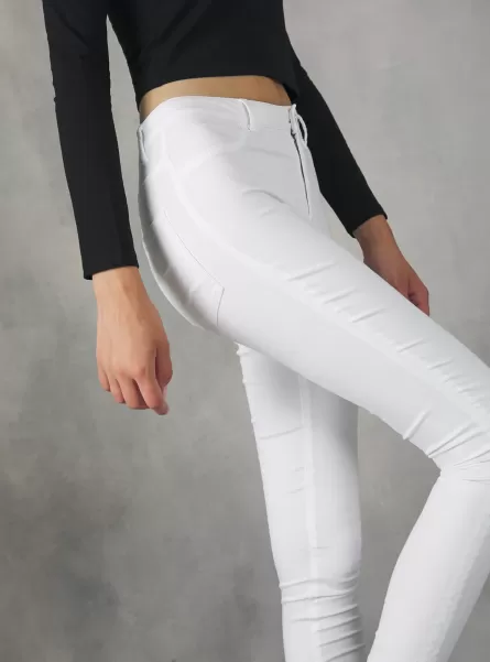Denim Days Women High-Waisted Super Skinny Jeans In Stretch Denim D099 White