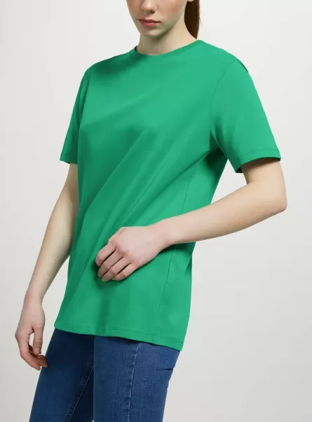 T-Shirt Cotton Crew-Neck T-Shirt Gn2 Green Medium Women