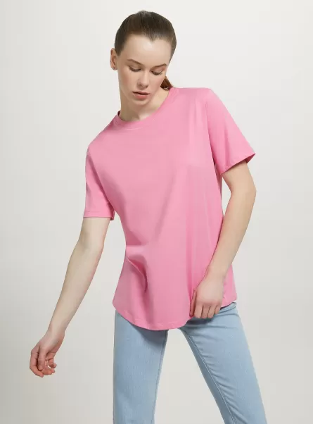 Cotton Crew-Neck T-Shirt Women T-Shirt Pk2 Pink Medium