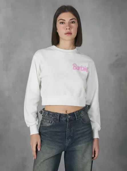 Barbie / Alcott Cropped Sweatshirt Wh2 White T-Shirt Women