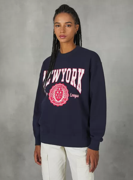 Crewneck College Comfort Fit Sweatshirt Sweatshirts Na2 Navy Medium Women
