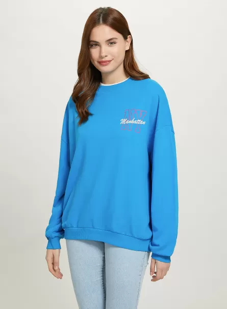 Az2 Azzurre Medium Sweatshirts Oversize Sweatshirt With Print Women