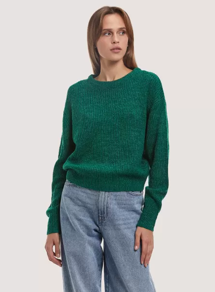 Comfort Fit English Stitch Pullover Gn1 Green Dark Sweaters Women