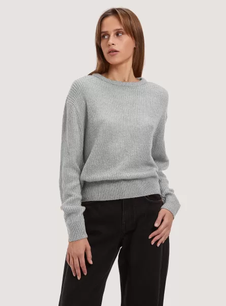 Mgy2 Grey Mel Medium Sweaters Comfort Fit English Stitch Pullover Women