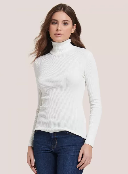 Sweaters Ribbed Turtleneck Pullover Wh2 White Women