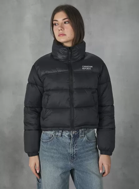 Jackets Women Bk1 Black Cropped Jacket With Recycled Padding