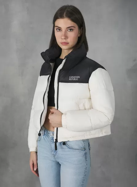 Wh1 Off White Cropped Jacket With Recycled Padding Jackets Women