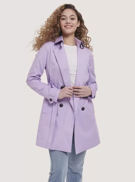 Soft Trench Coat With Belt Women Jackets C3303 Lillac