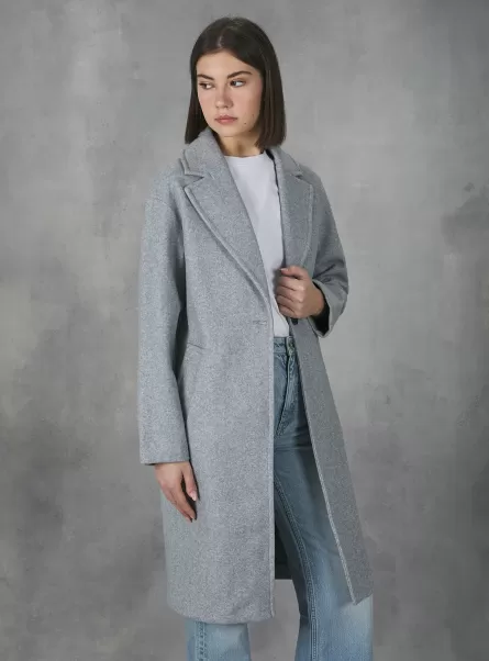 Women Plain-Coloured Gauze Knit Coat Jackets Mgy2 Grey Mel Medium