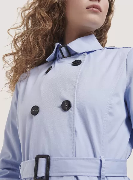 Soft Trench Coat With Belt Azure Jackets Women