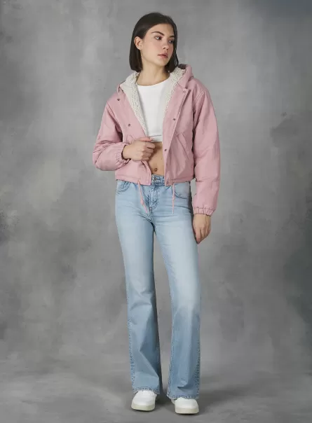 Jackets Women Pk3 Pink Light Cropped Jacket With Teddy Lining