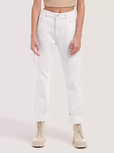 Straight Fit Twill Trousers Trousers Women Wh1 Off White