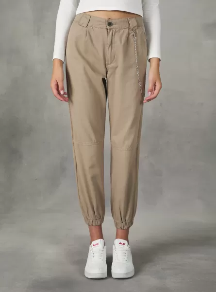 Trousers Bg1 Beige Dark Jogger Trousers With Chain Women