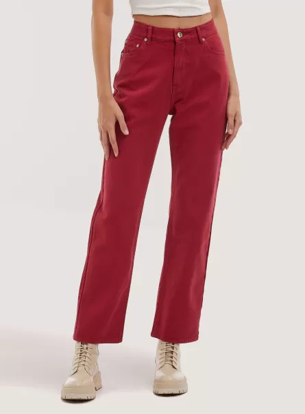 Straight Fit Twill Trousers Re2 Red Medium Women Trousers