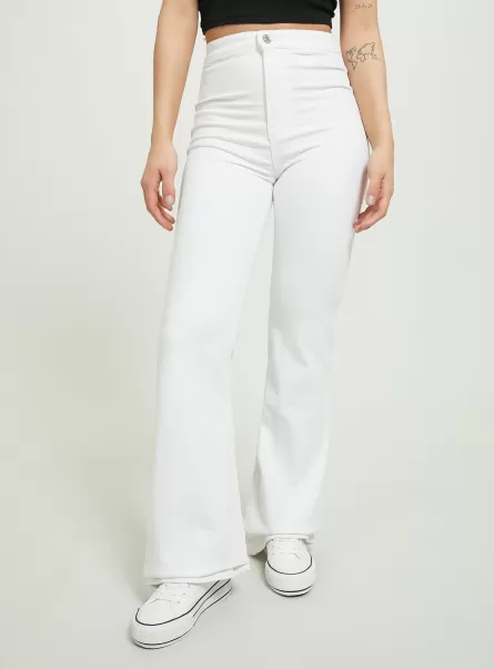 Jeggings Flare High Waist Women Jeans D099 White