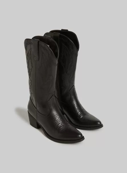 Leather-Effect Camperos Shoes Women Bk1 Black