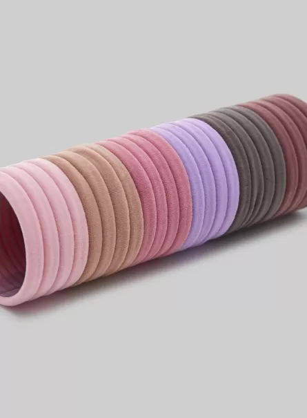 Pk2 Pink Medium Hair Accessories Set Of 24 Multicoloured Elastic Bands Women