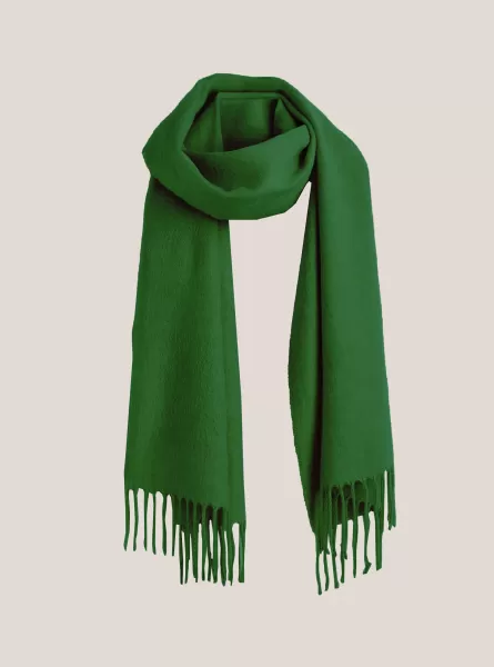Gn2 Green Medium Solid-Coloured Scarf With Fringes Scarves Women