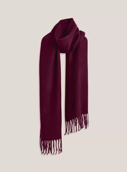 Scarves Women Solid-Coloured Scarf With Fringes Bo1 Bordeaux Dark