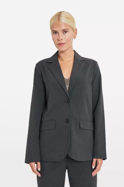 Enhorse Blazer 7111 Jackets & Coats Envii Women Cheap Grey Melange Pinstripe