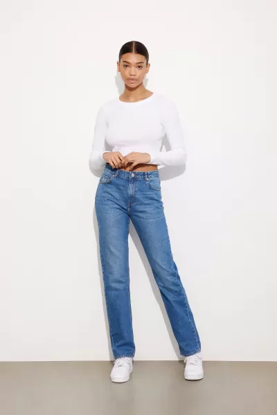 Envii Enbree Straight Jeans 6863 Women Fashionable Worn Dark Blue Jeans