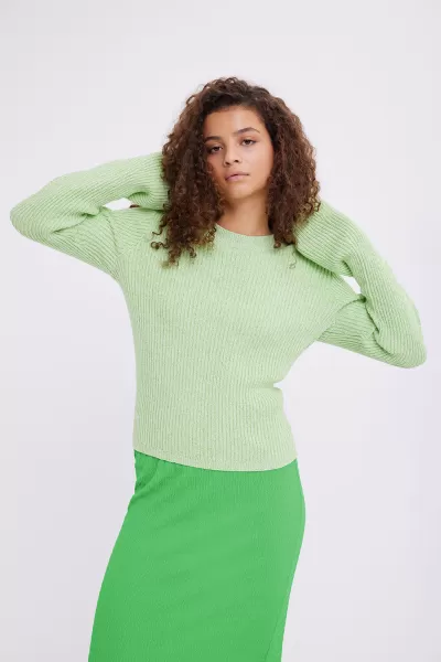 White-Green Mel T-Shirts & Tops Enchack Ls Knit 7031 Envii Stylish Women