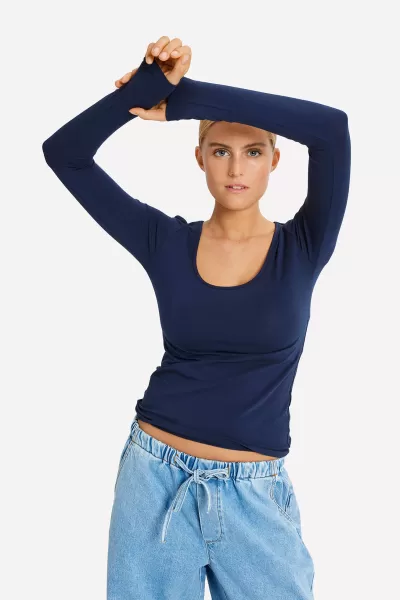 Gardenia T-Shirts & Tops Women Enmarta Ls Deep O-N Tee 7047 Envii Tailored