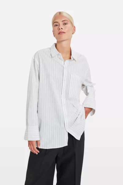 Women Blouses & Shirts Personalized Entube Ls Shirt 7119 Opal Gray Stripe Envii